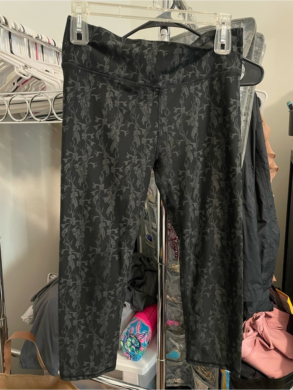 Fabletics Black Floral-Print High-Rise Leggings